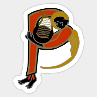 Dark Angel letter P Ochre Sticker